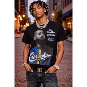 Nipsey Hussle Mens Black The Marathon Continues Crenshaw Tee Super Heavy Small